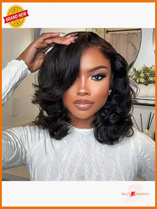 6x5 Lace Front Bob Wig Human Hair Pre-Bleached Knots Glueless Natural Black main image 5